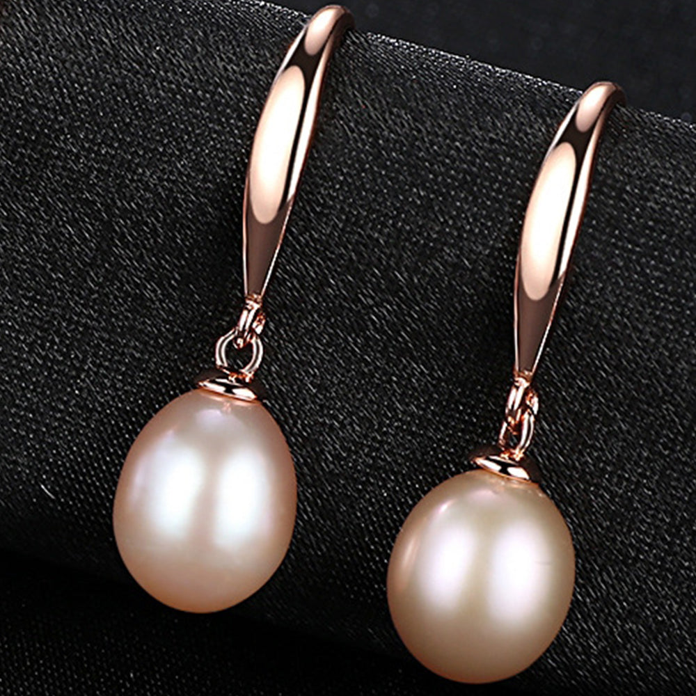 Pendientes de gancho con perla natural de plata de ley 925, joyería de moda, regalo para mujeres y niñas.