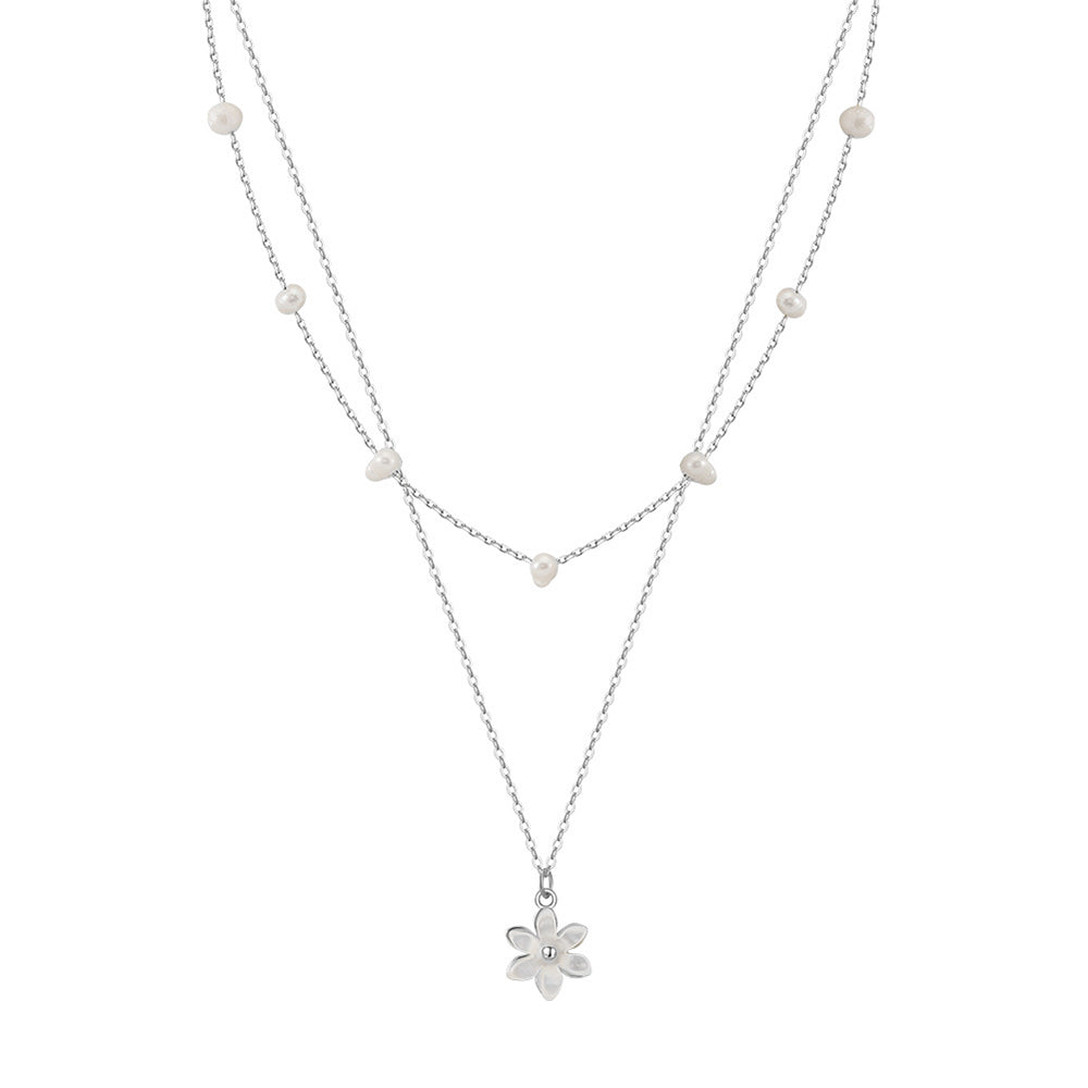 925 Sterling Silver Natural Pearl Necklace Fashion Jewelry Gift for Women Girls