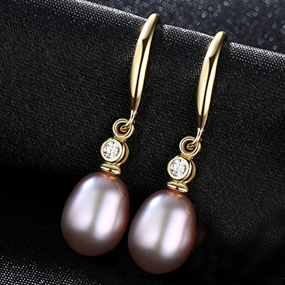 925 Sterling Silver Natural Pearl Drop Earrings Fashion Jewelry Gift for Women Girls
