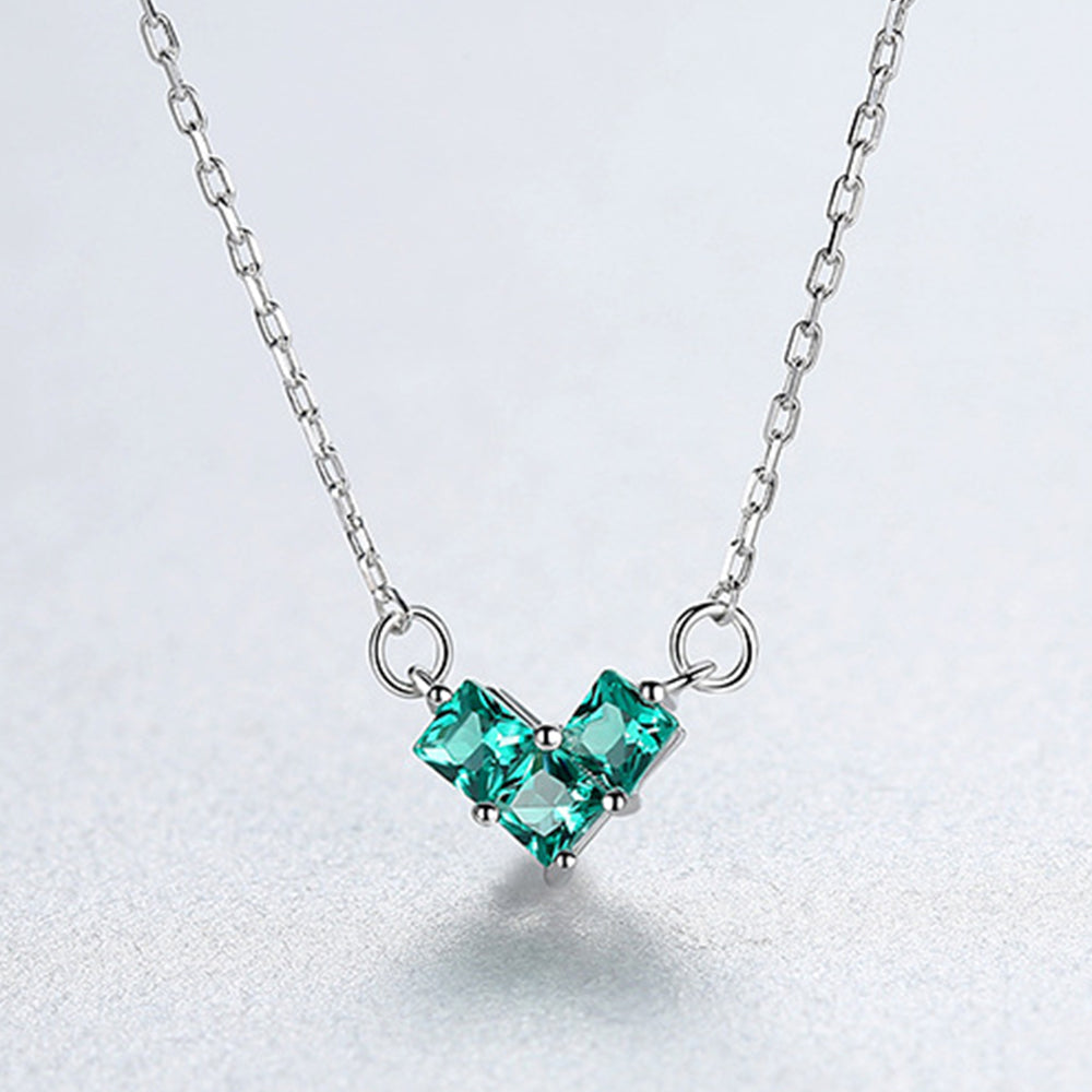 925 Sterling Silver Drop Zircon Necklace Fashion Jewelry Gift for Women Girls
