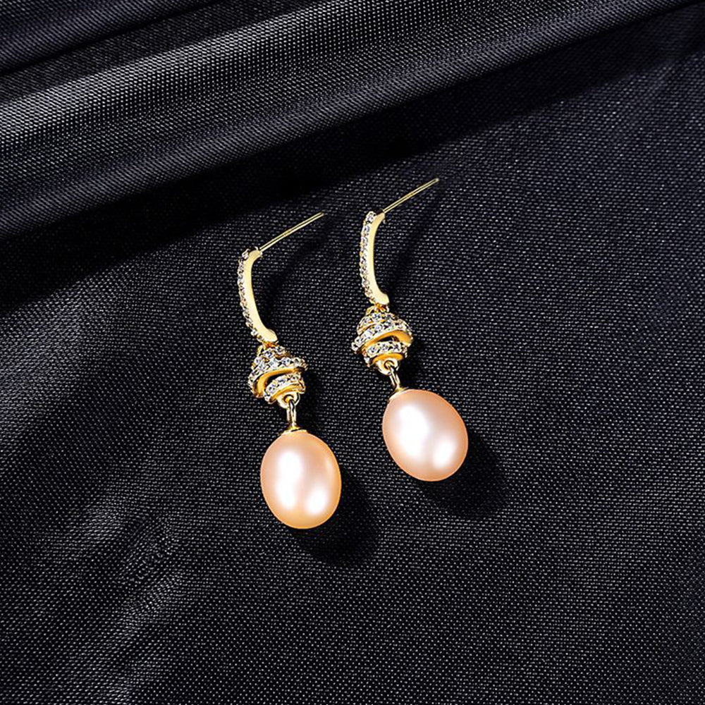 Pendientes colgantes de perla natural de plata de ley 925, joyería de moda, regalo para mujeres y niñas.