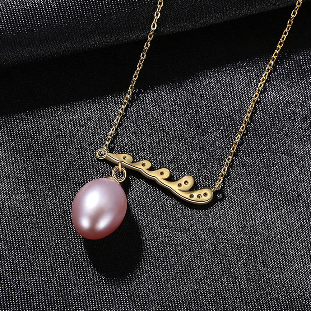 925 Sterling Silver Natural Pearl Drop Necklace Fashion Jewelry Gift for Women Girls