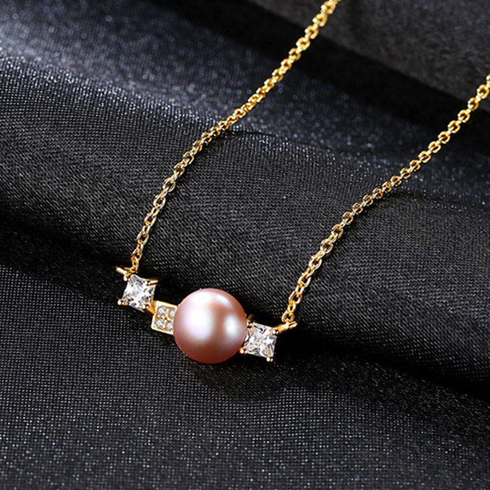 925 Sterling Silver Natural Pearl Drop Necklace Fashion Jewelry Gift for Women Girls
