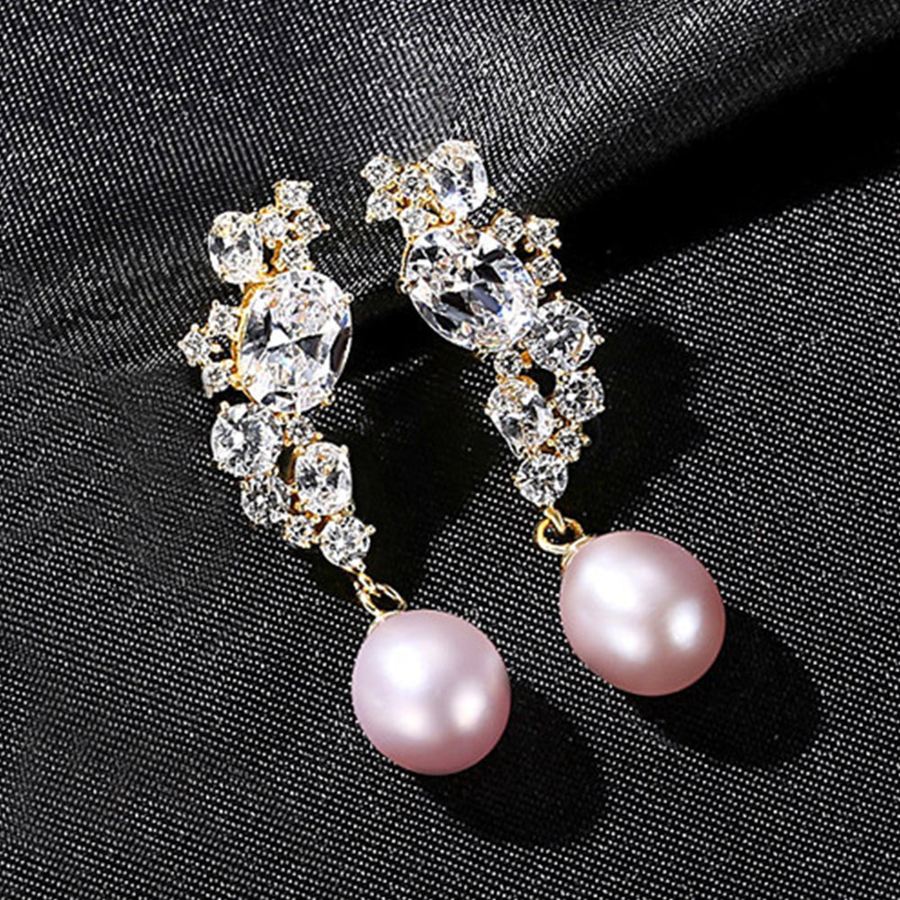 925 Sterling Silver Natural Pearl Drop Earrings Fashion Jewelry Gift for Women Girls