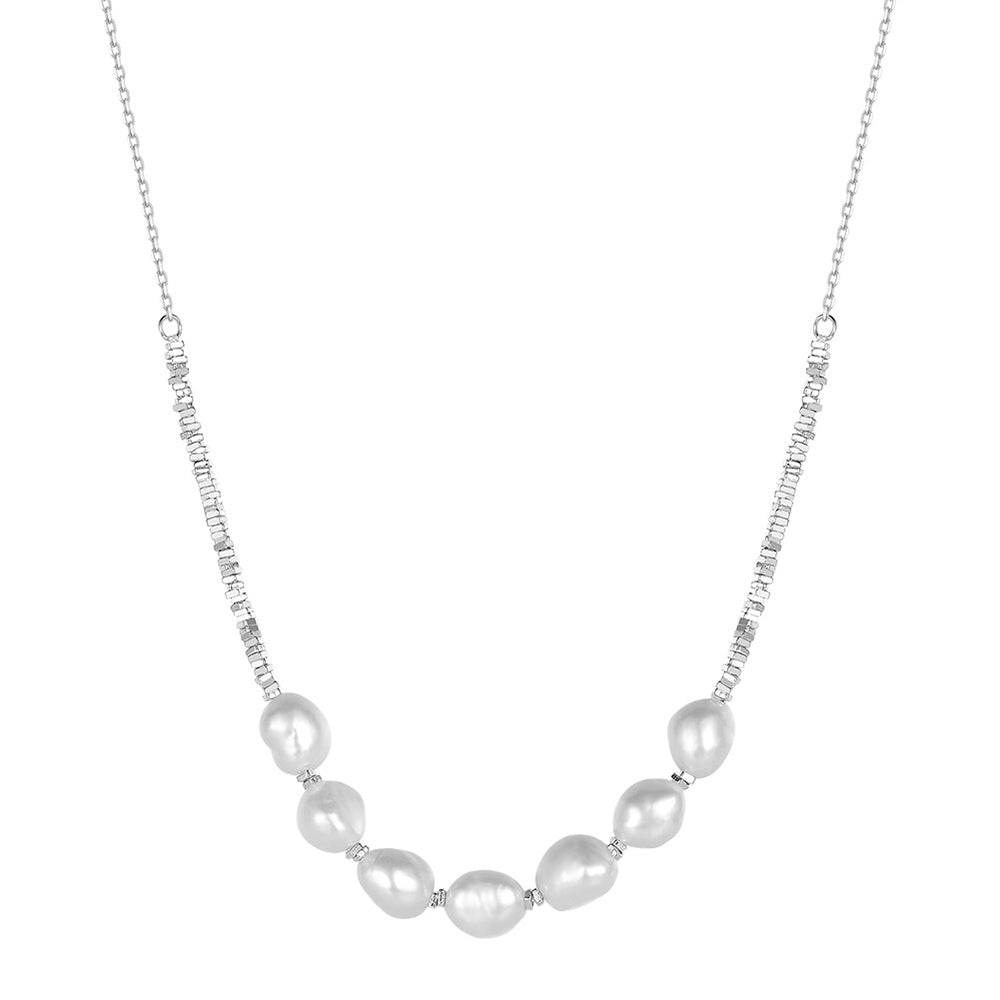 925 Sterling Silver Natural Pearl Necklace Fashion Jewelry Gift for Women Girls