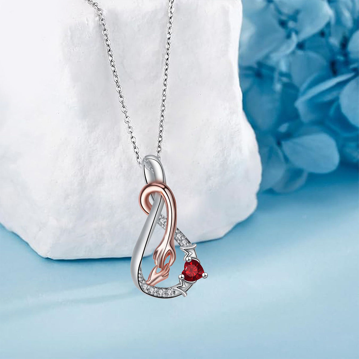 Copper With Silver/Rosegold Plated Love Pendant Necklace