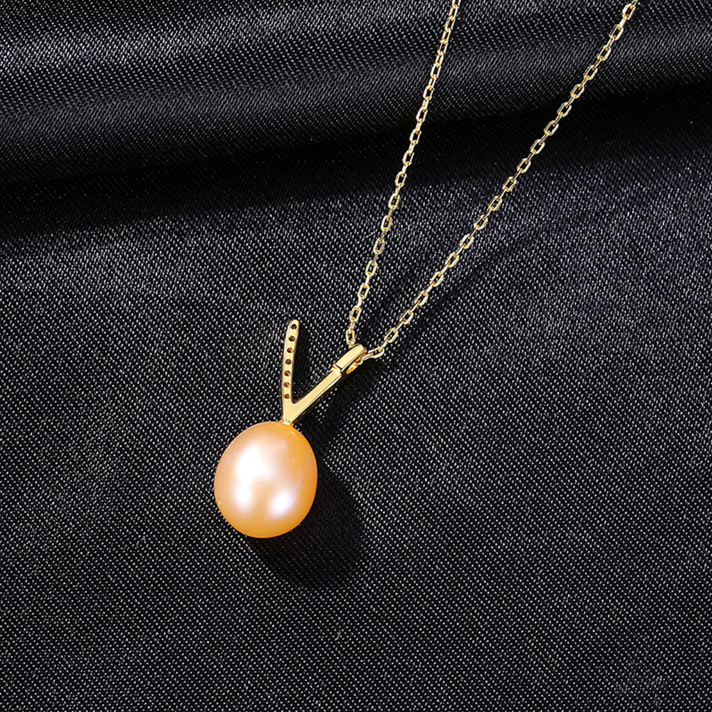 925 Sterling Silver Natural Pearl Drop Necklace Fashion Jewelry Gift for Women Girls