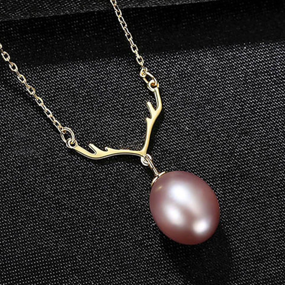 925 Sterling Silver Natural Pearl Drop Necklace Fashion Jewelry Gift for Women Girls