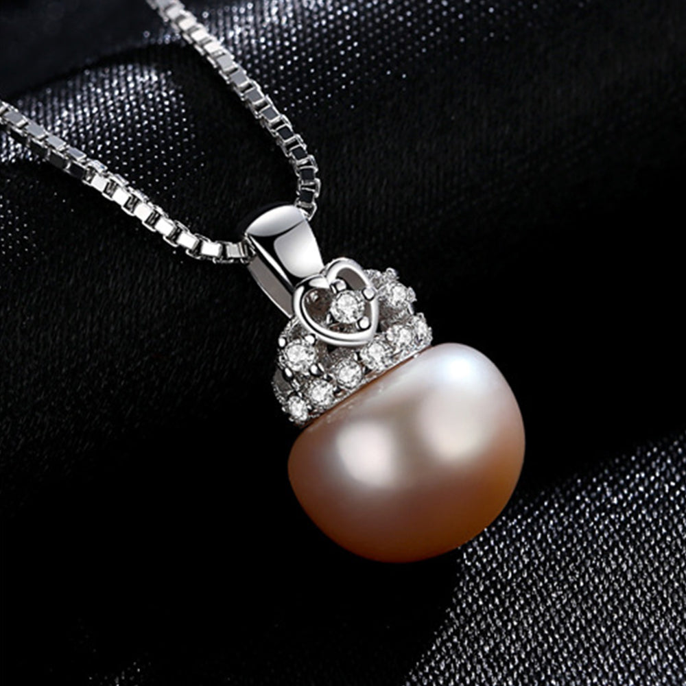 925 Sterling Silver Natural Pearl Drop Necklace Fashion Jewelry Gift for Women Girls