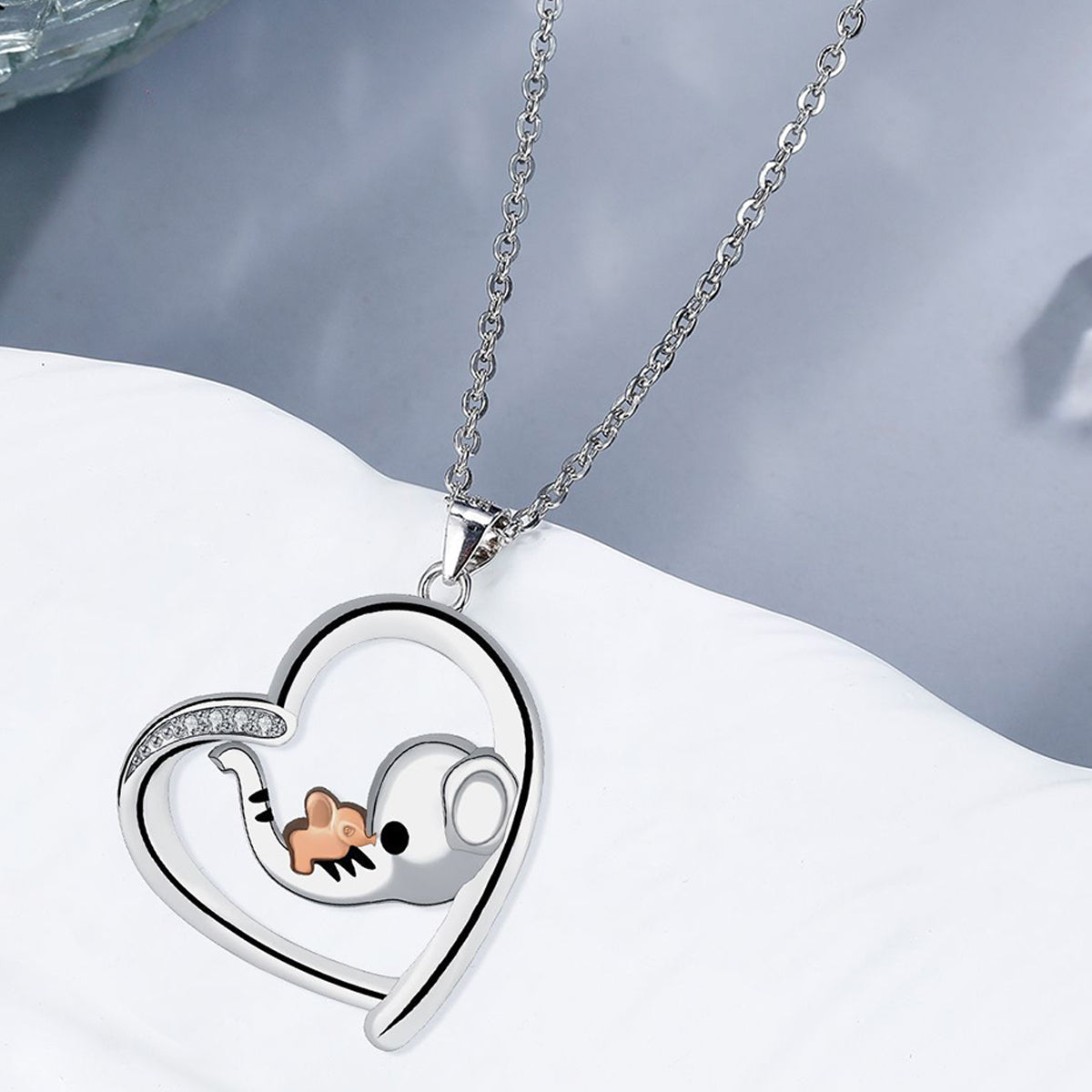 Copper With Silver/Rosgold Plated Heart Pendant Necklace