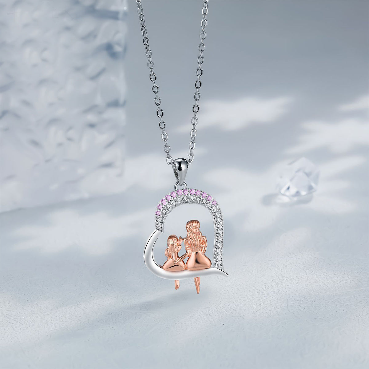 Copper With Silver/Rosegold Plated Heart Pendant Necklace