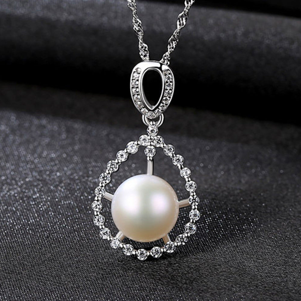 925 Sterling Silver Natural Pearl Drop Necklace Fashion Jewelry Gift for Women Girls