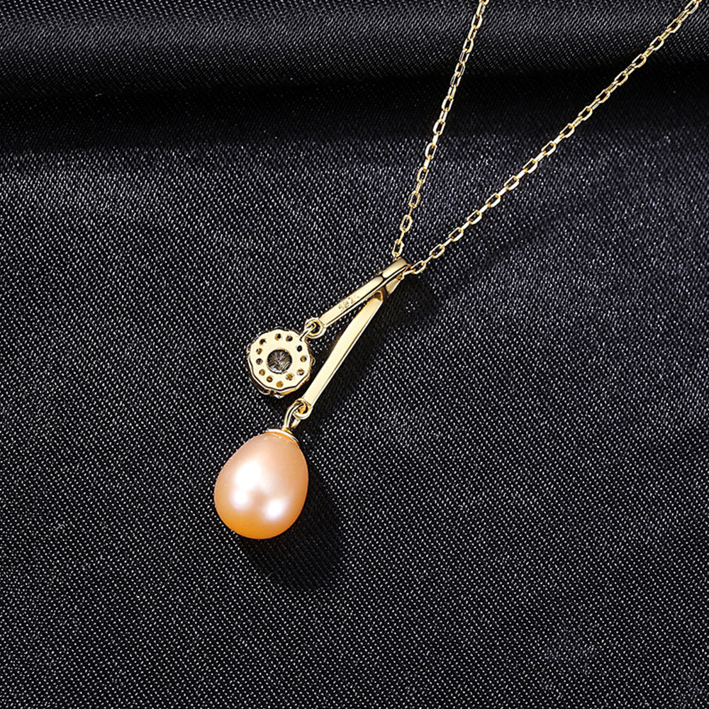 925 Sterling Silver Natural Pearl Drop Necklace Fashion Jewelry Gift for Women Girls