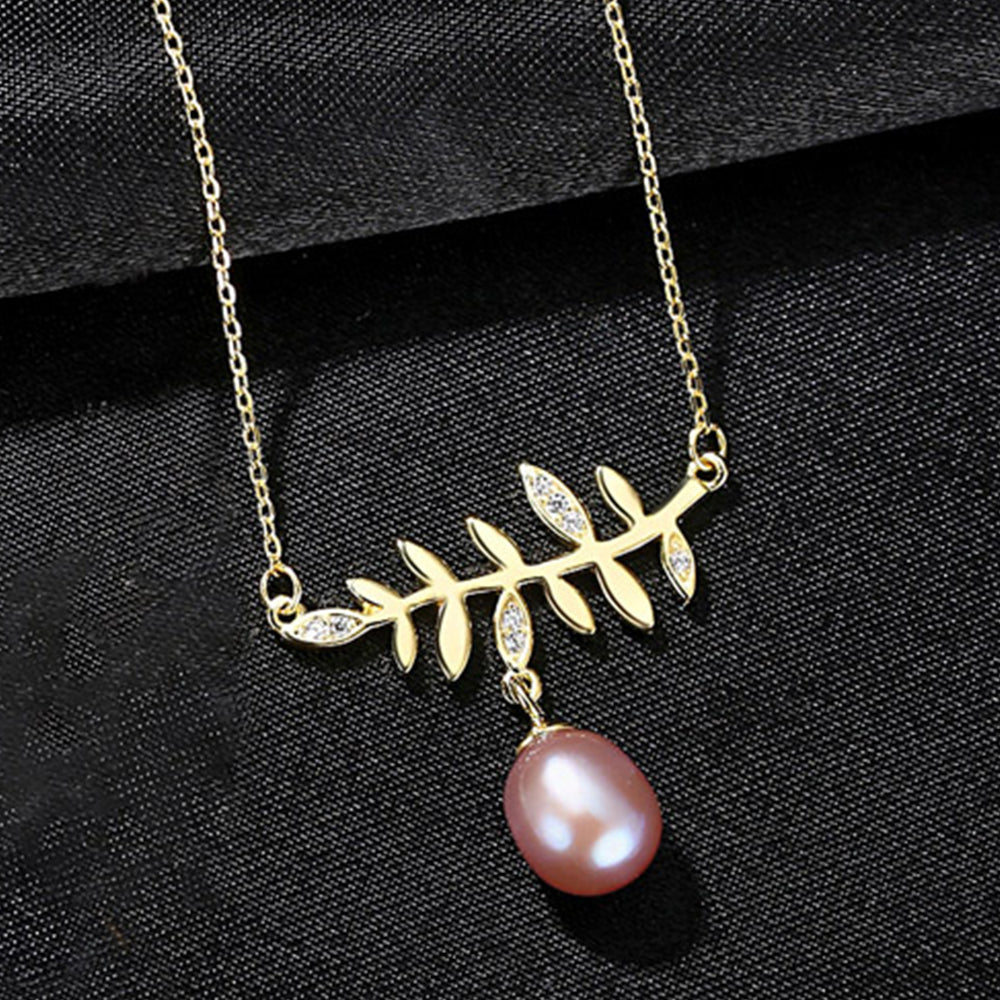 925 Sterling Silver Natural Pearl Drop Necklace Fashion Jewelry Gift for Women Girls
