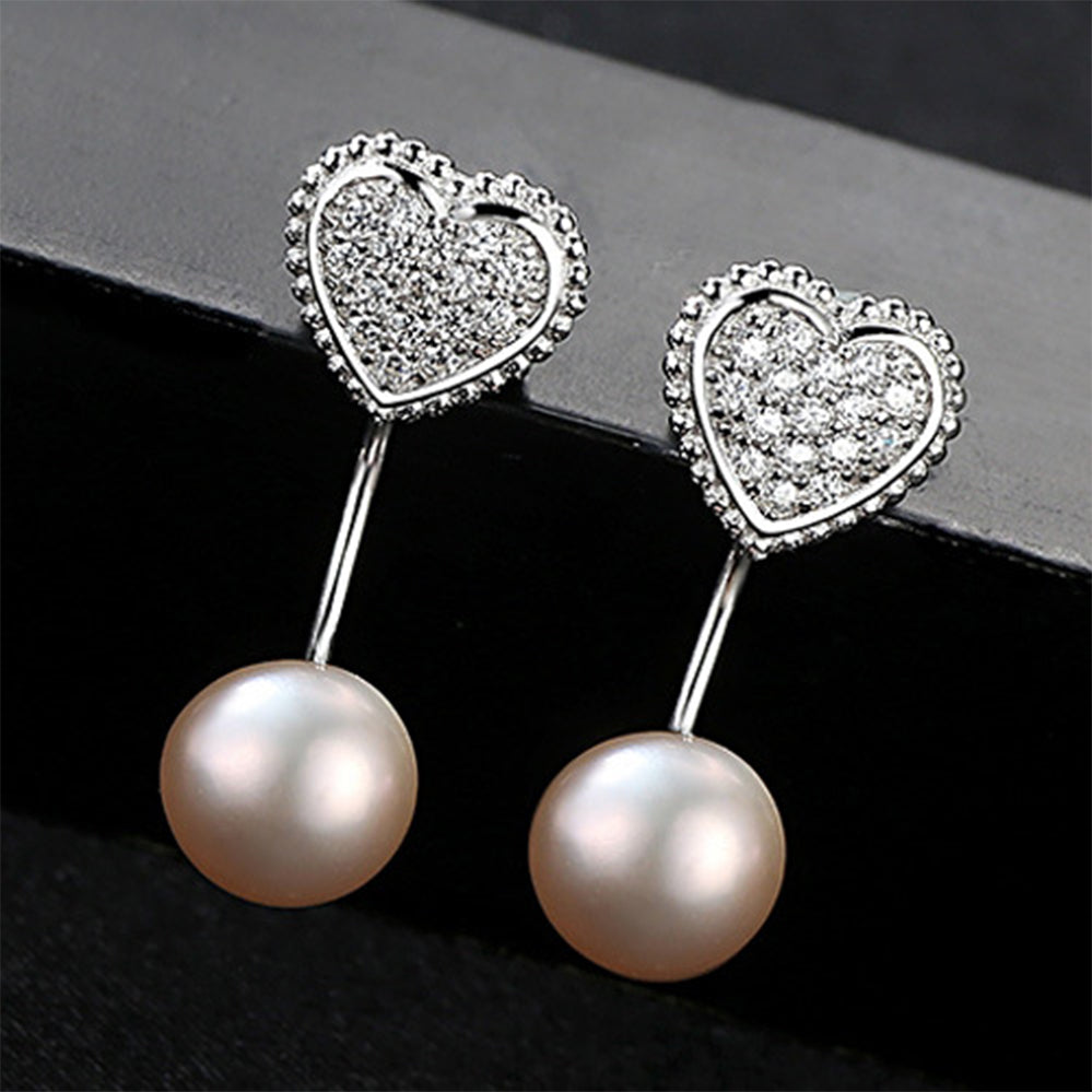 925 Sterling Silver Natural Pearl Long Drop Earrings Fashion Jewelry Gift for Women Girls