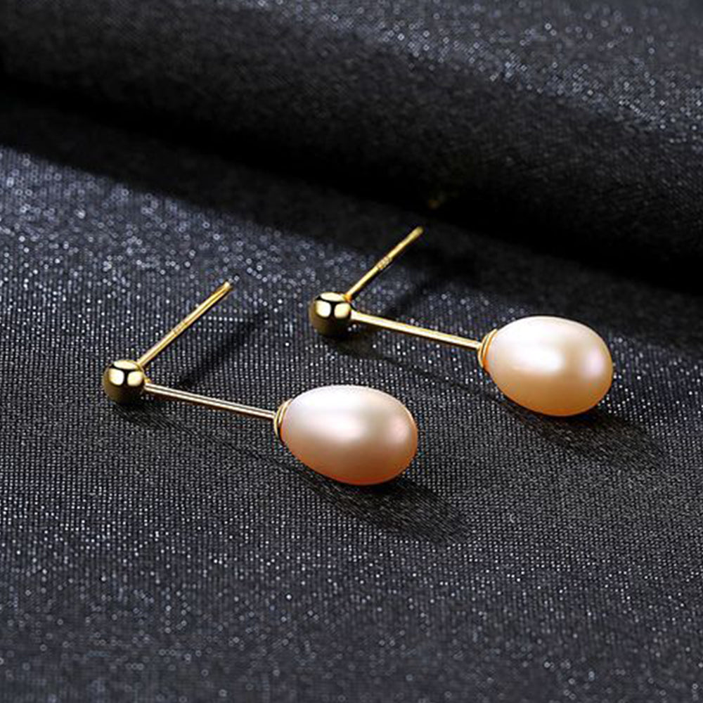 Pendientes colgantes de perla natural de plata de ley 925, joyería de moda, regalo para mujeres y niñas.