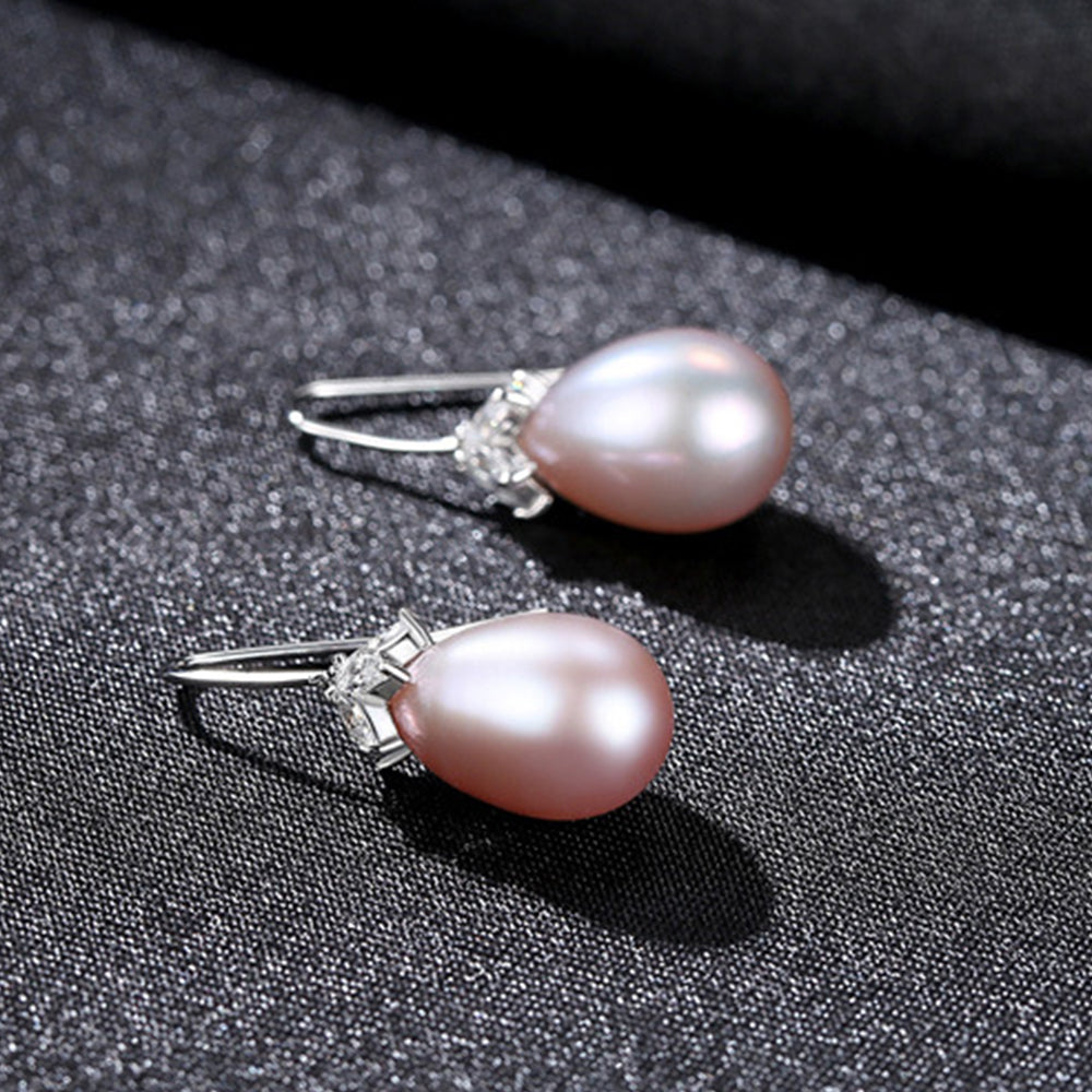 925 Sterling Silver Natural Pearl Drop Earrings Fashion Jewelry Gift for Women Girls