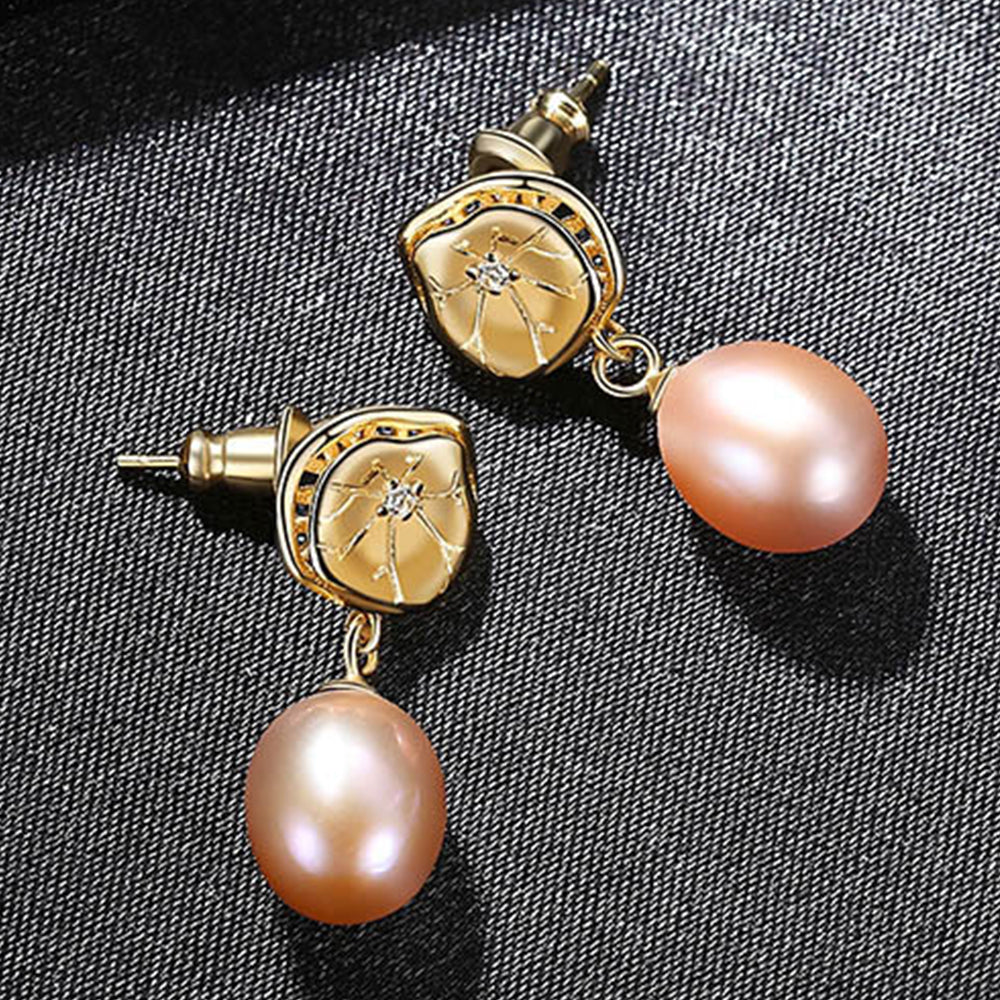 925 Sterling Silver Natural Pearl Drop Earrings Fashion Jewelry Gift for Women Girls