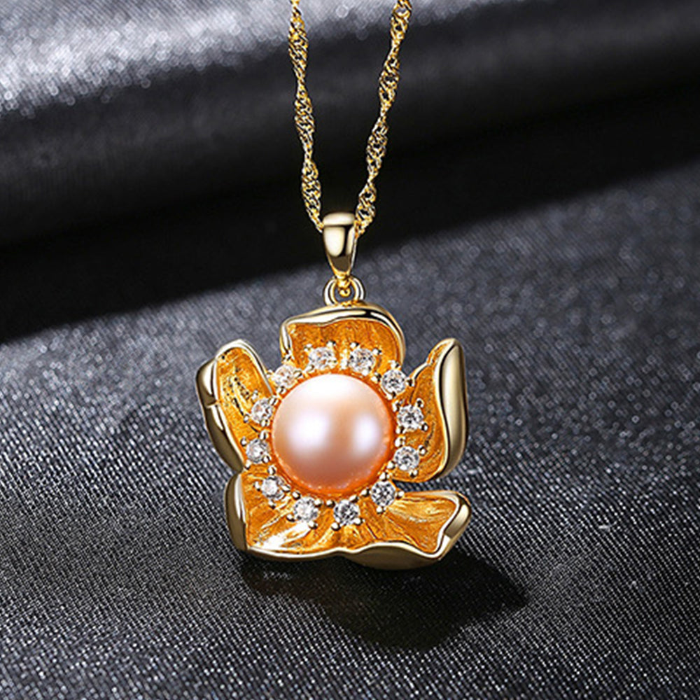 925 Sterling Silver Natural Pearl Drop Necklace Fashion Jewelry Gift for Women Girls