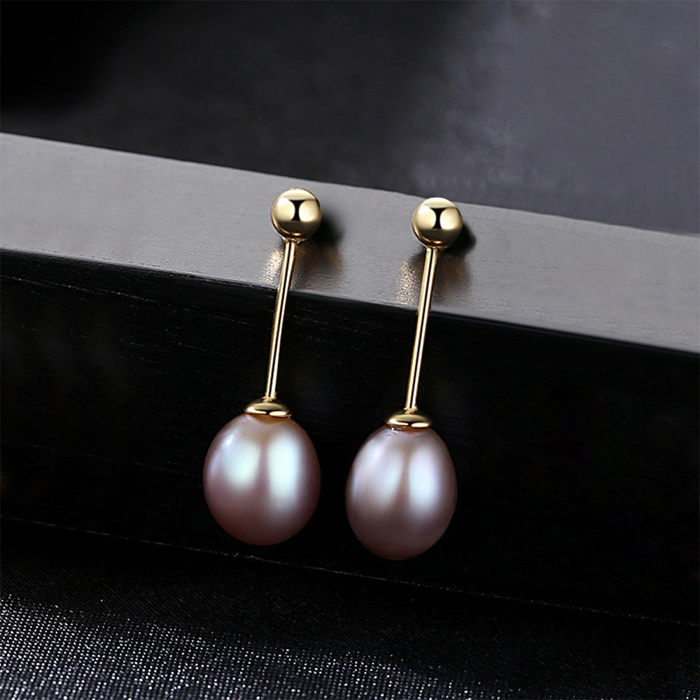 925 Sterling Silver Natural Pearl Drop Earrings Fashion Jewelry Gift for Women Girls