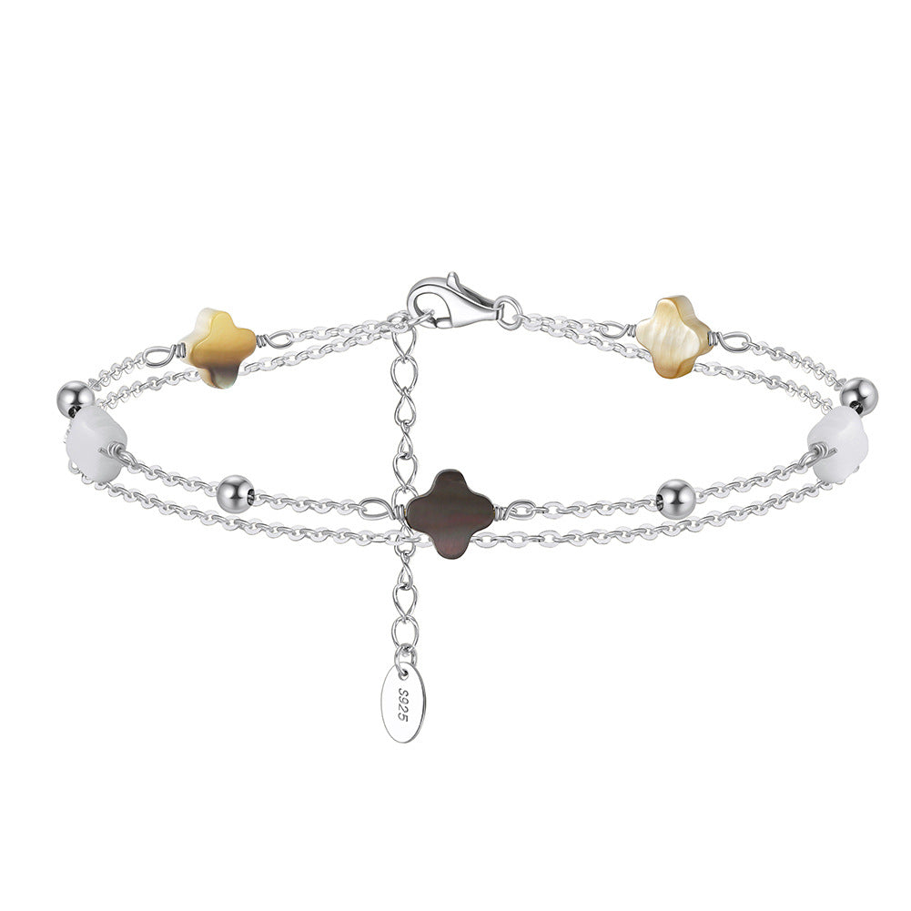 925 Sterling Silver Pearl Bracelet Fashion Jewelry Gift for Women Girls