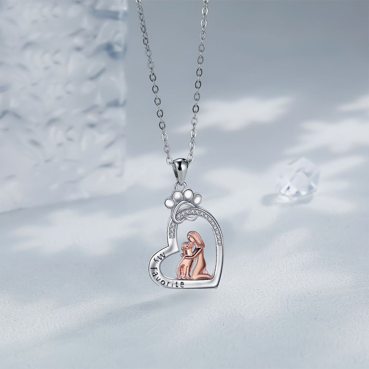 Copper With Silver/Rosegold Plated Heart Pendant Necklace for Women