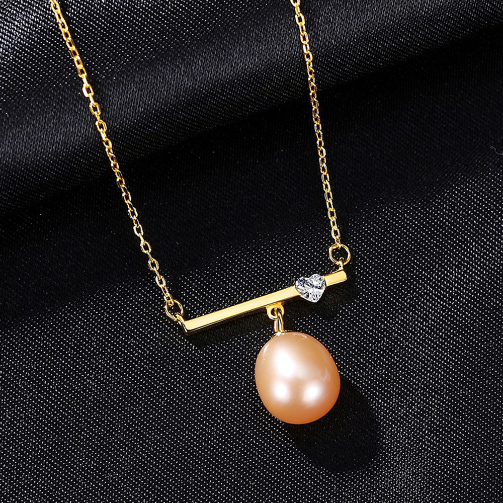 925 Sterling Silver Natural Pearl Drop Necklace Fashion Jewelry Gift for Women Girls