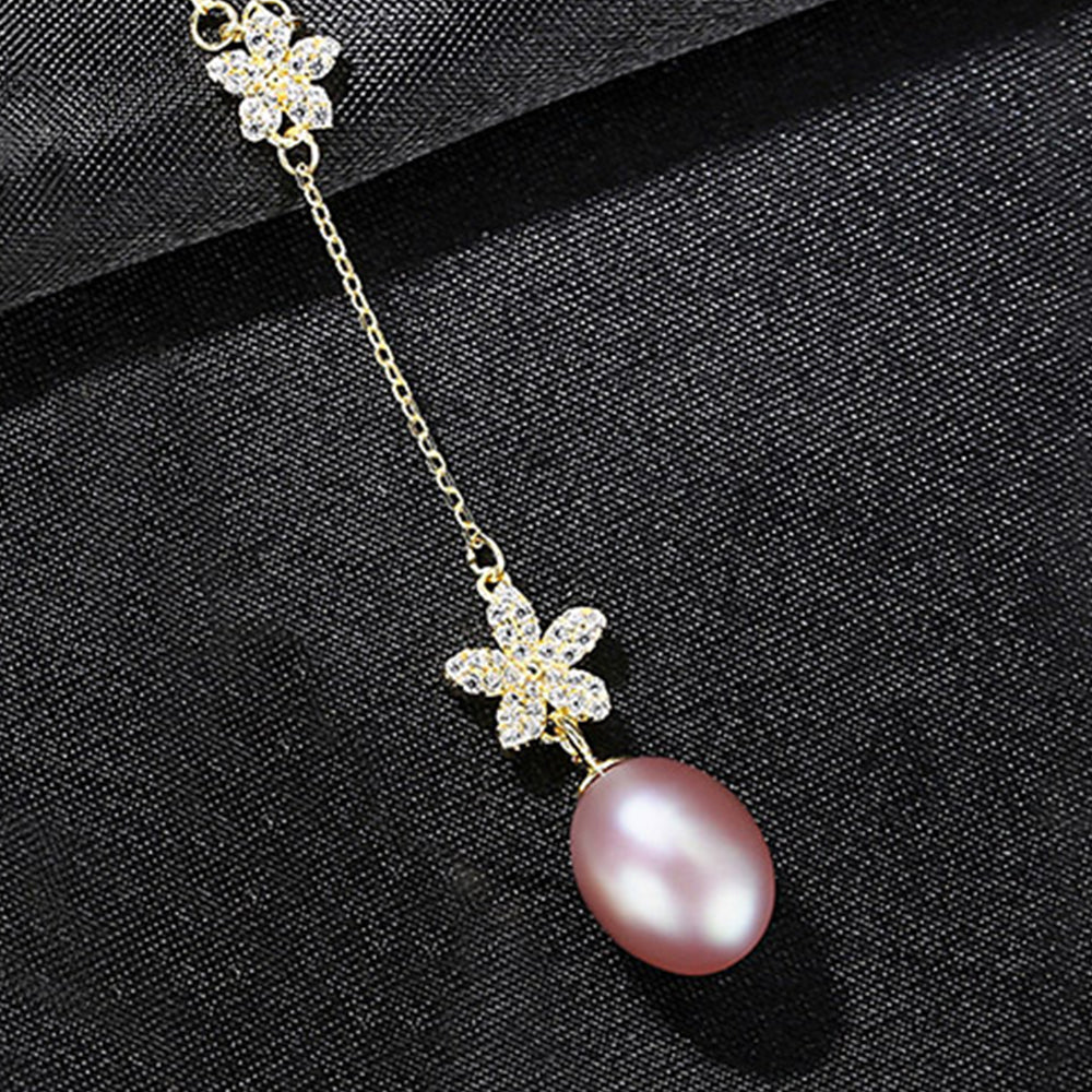 925 Sterling Silver Natural Pearl Drop Necklace Fashion Jewelry Gift for Women Girls