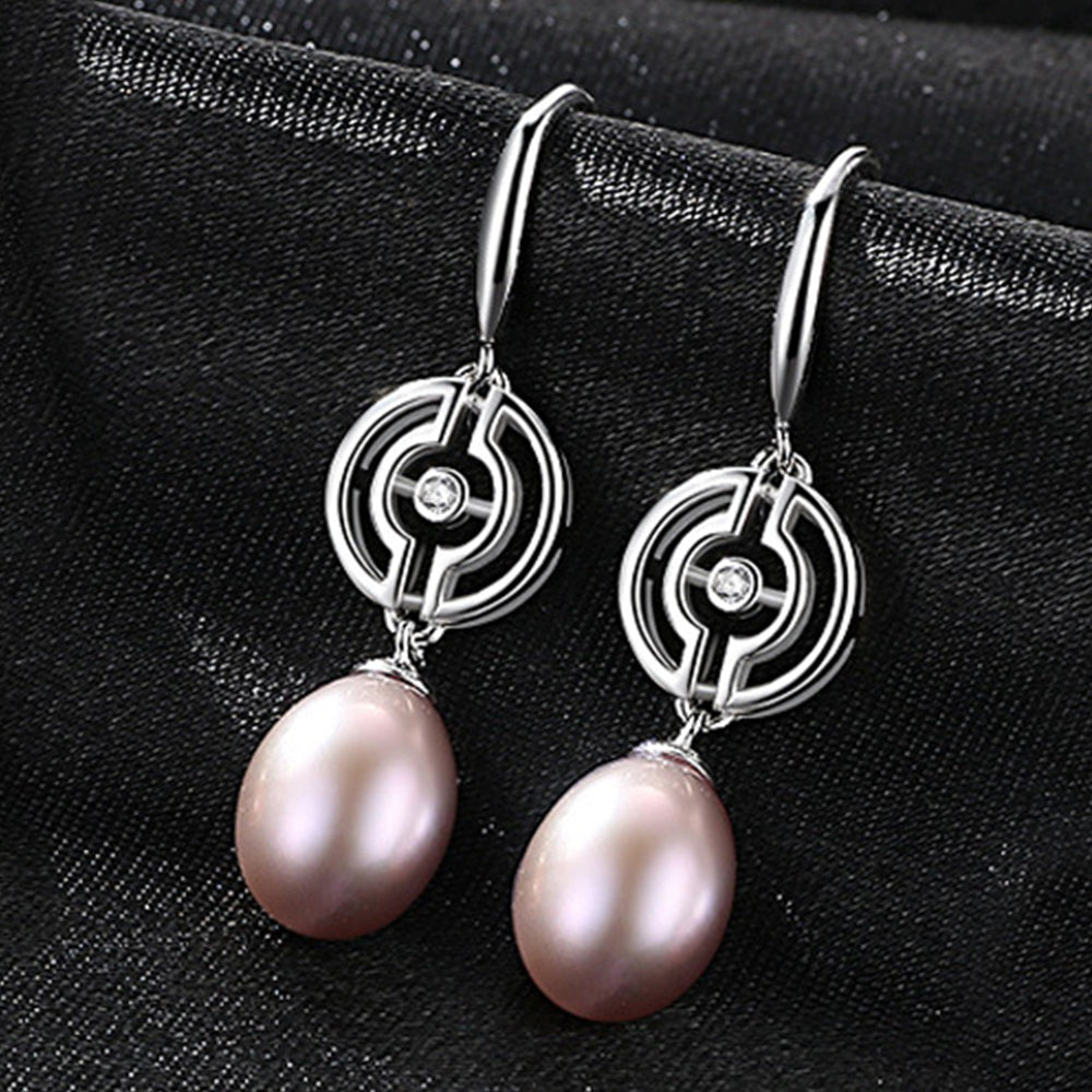 Pendientes de gancho con perla natural de plata de ley 925, joyería de moda, regalo para mujeres y niñas.