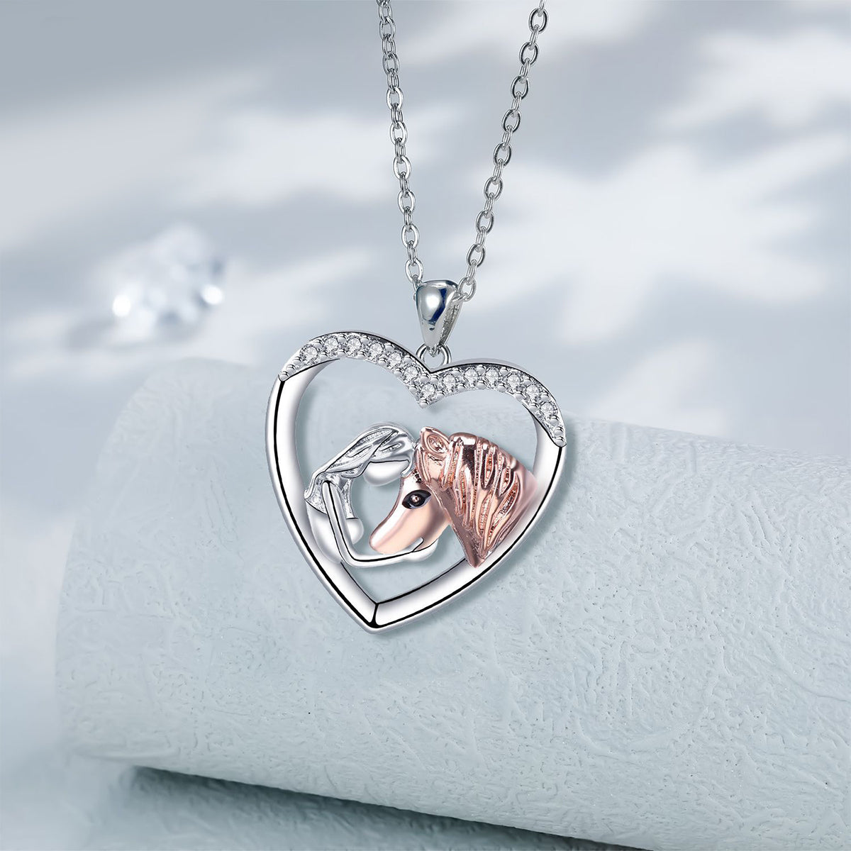 Copper With Silver/Rosgold Plated Heart Pendant Necklace