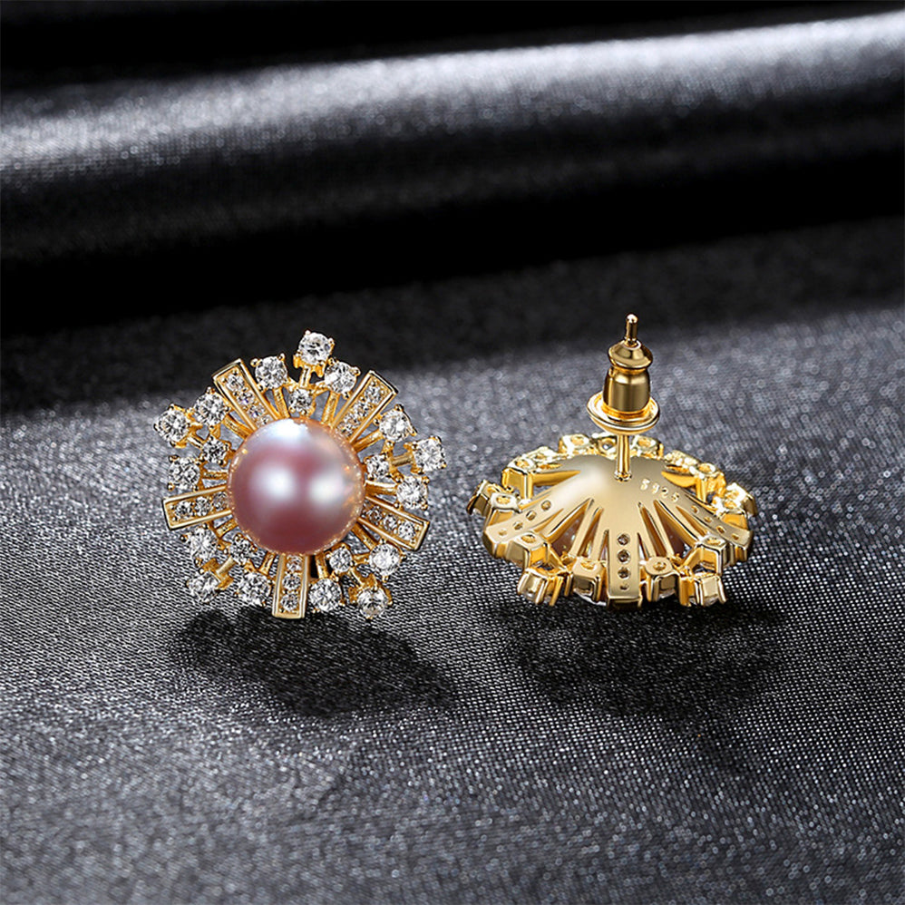 925 Sterling Silver Natural Pearl Stud Earrings Fashion Jewelry Gift for Women Girls
