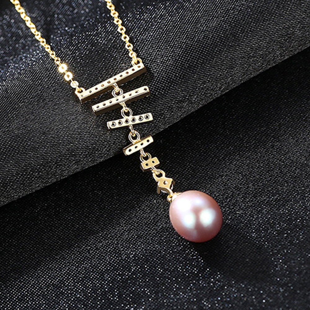 925 Sterling Silver Natural Pearl Drop Necklace Fashion Jewelry Gift for Women Girls