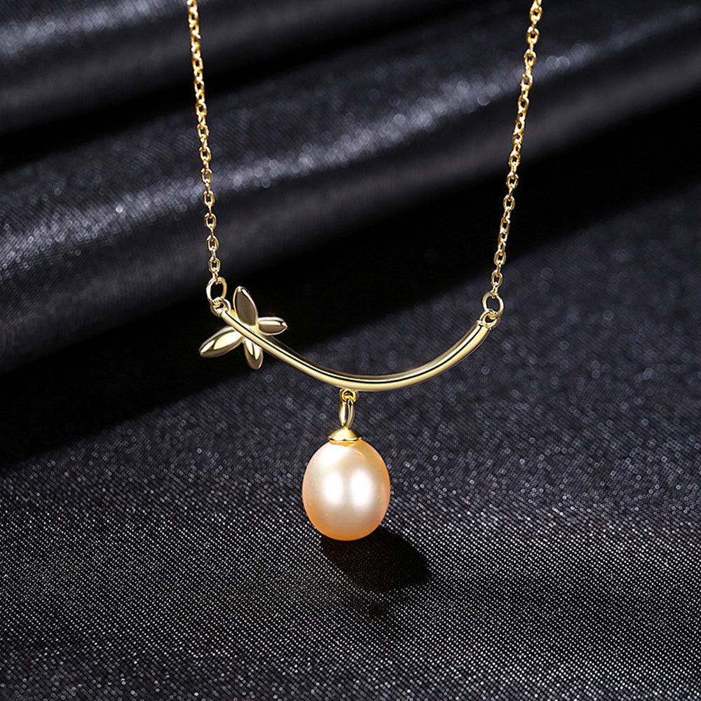 925 Sterling Silver Natural Pearl Drop Necklace Fashion Jewelry Gift for Women Girls