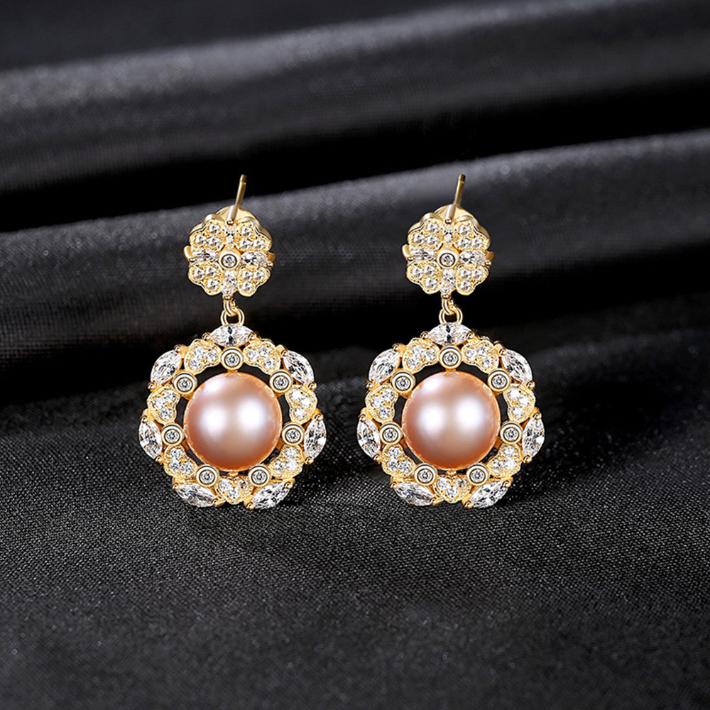 Pendientes colgantes de perla natural de plata de ley 925, joyería de moda, regalo para mujeres y niñas.