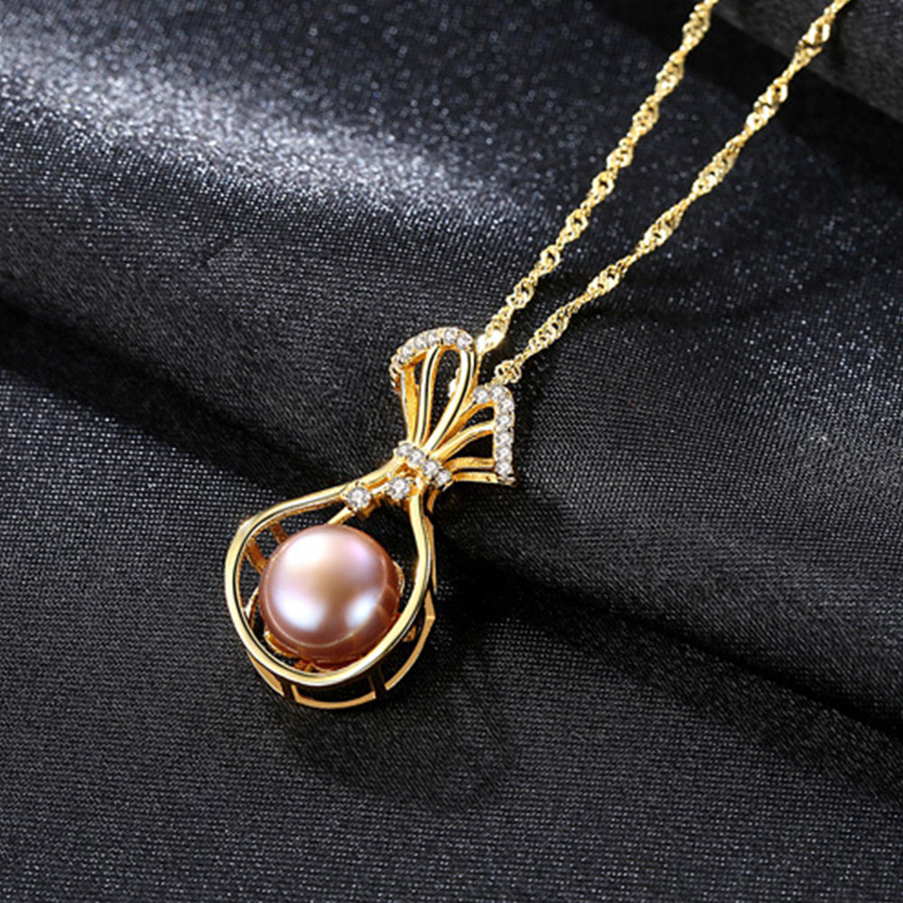 925 Sterling Silver Natural Pearl Drop Necklace Fashion Jewelry Gift for Women Girls