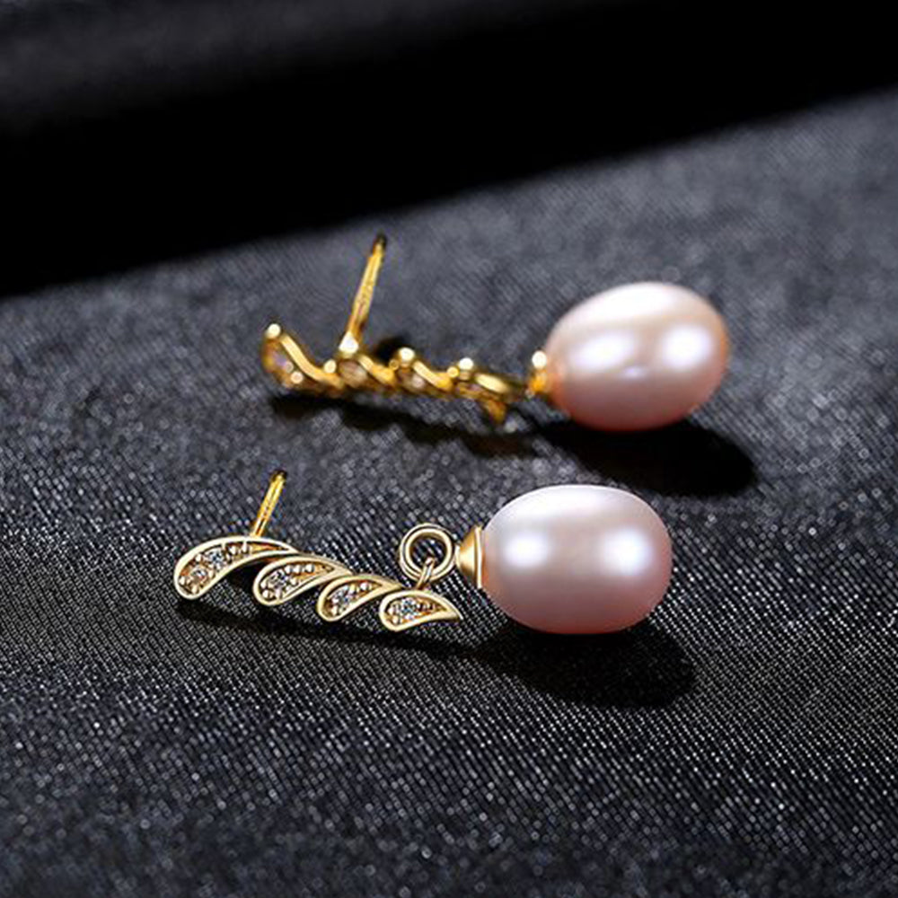 Pendientes colgantes de perla natural de plata de ley 925, joyería de moda, regalo para mujeres y niñas.