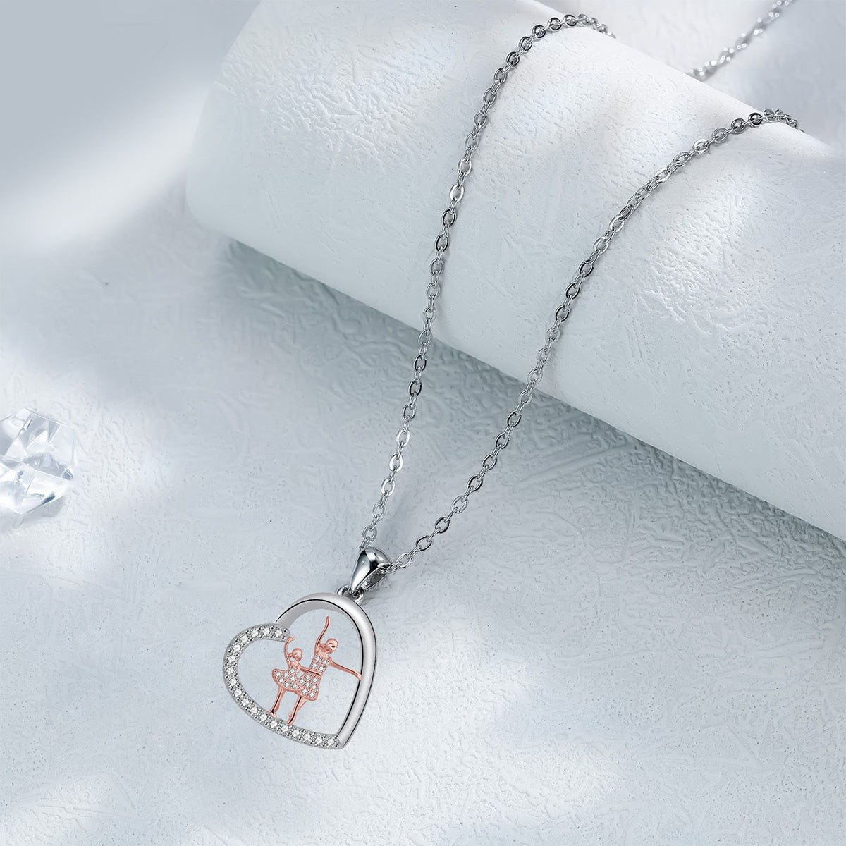 Copper With Silver/Rosegold Plated Heart Pendant Necklace