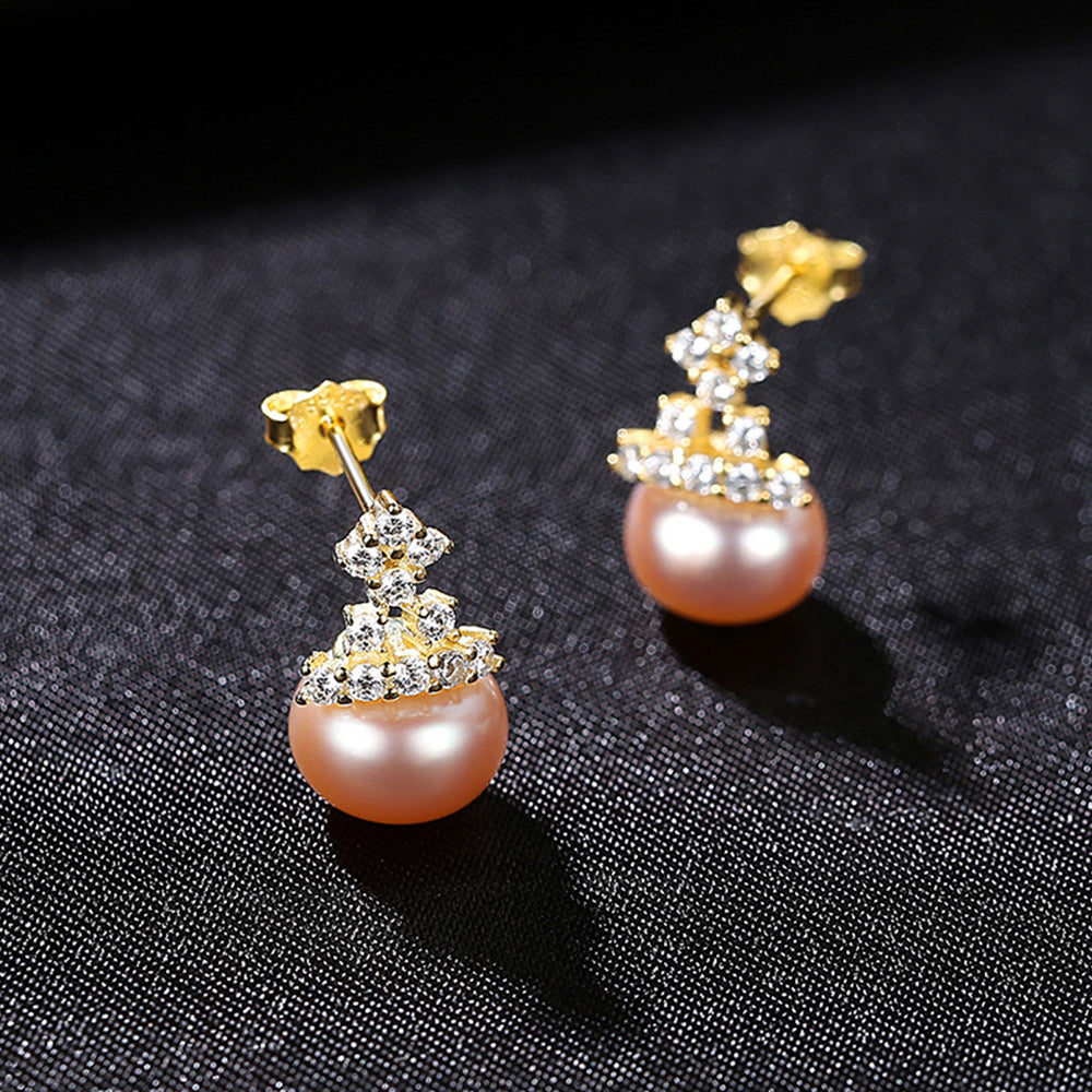 925 Sterling Silver Natural Pearl Drop Earrings Fashion Jewelry Gift for Women Girls