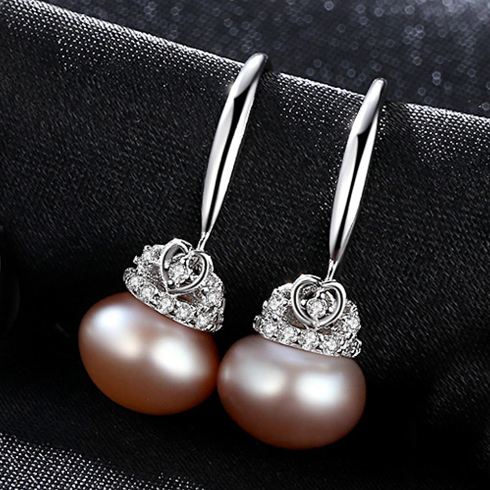 Pendientes colgantes de perla natural de plata de ley 925, joyería de moda, regalo para mujeres y niñas.