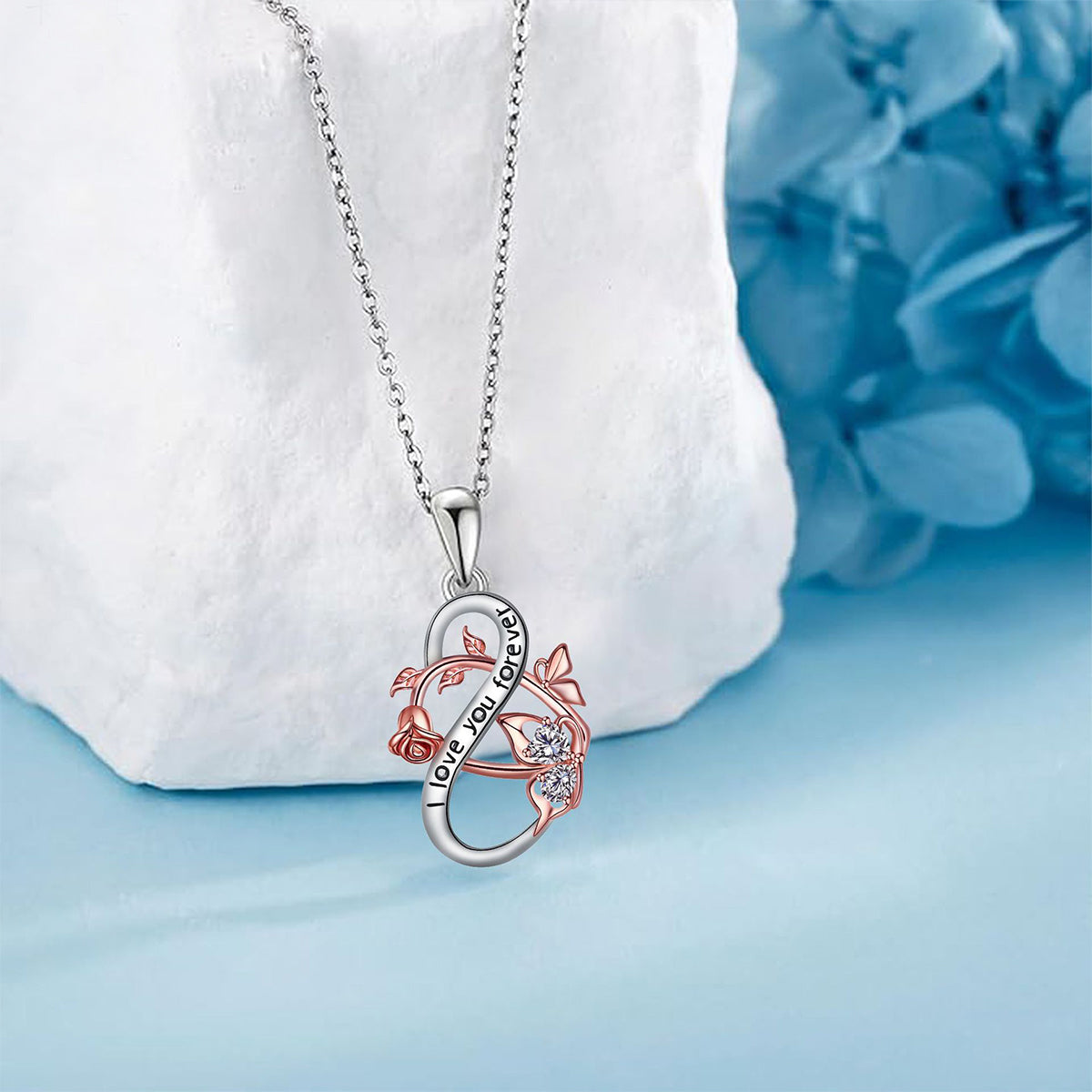 Copper With Silver/Rosegold Plated Flower Pendant Necklace