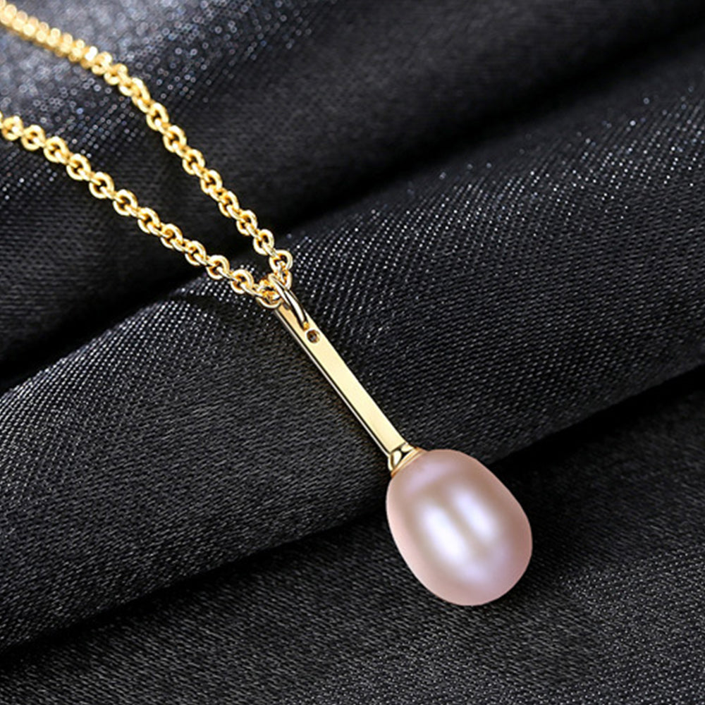 925 Sterling Silver Natural Pearl Drop Necklace Fashion Jewelry Gift for Women Girls