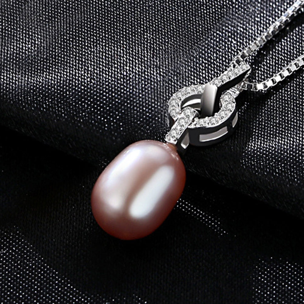 925 Sterling Silver Natural Pearl Drop Necklace Fashion Jewelry Gift for Women Girls