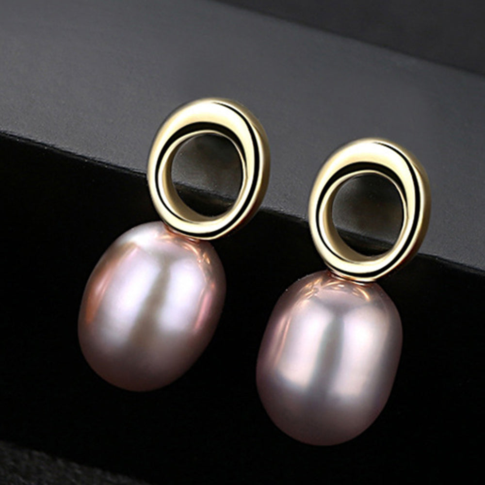 925 Sterling Silver Natural Pearl Drop Earrings Fashion Jewelry Gift for Women Girls