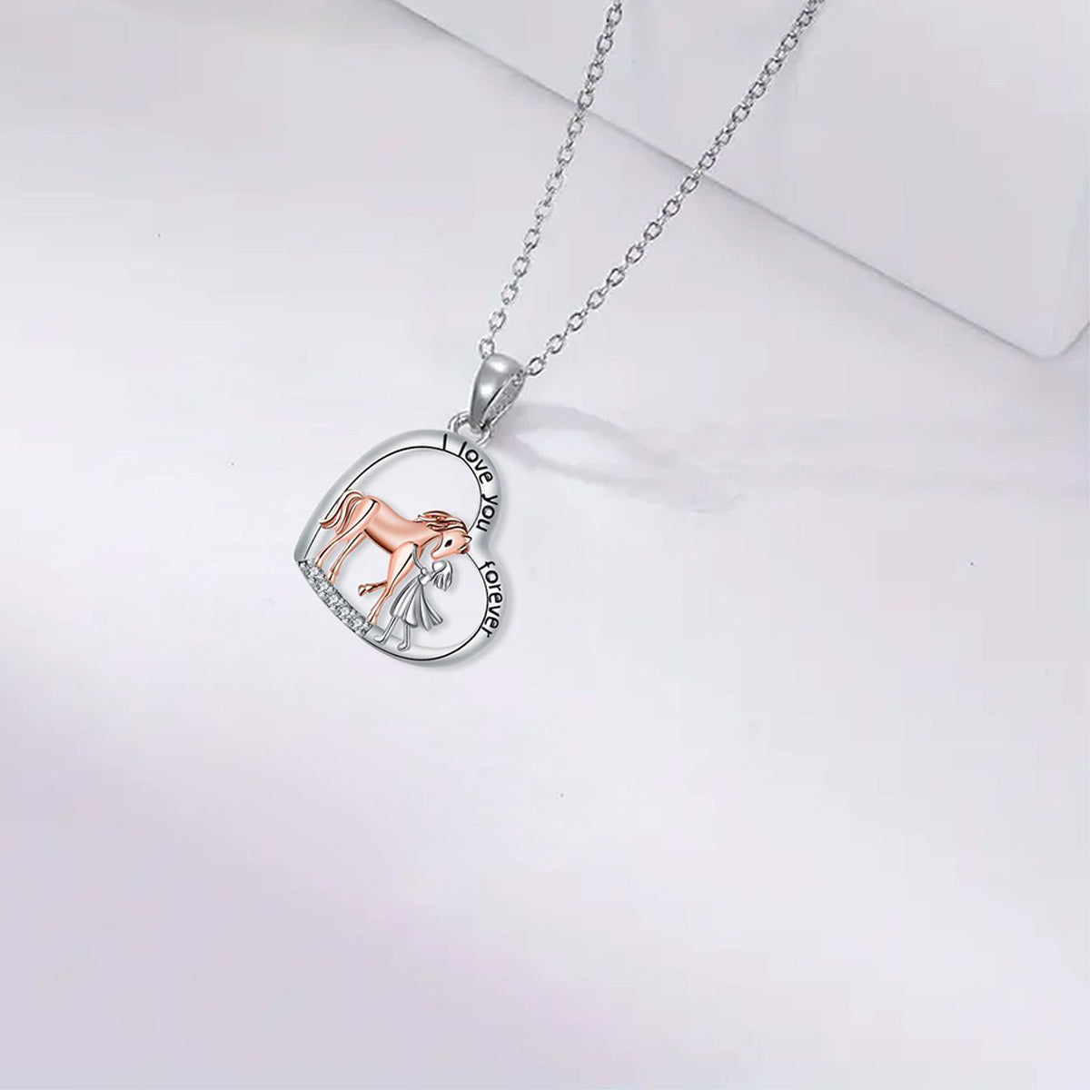 Copper With Silver/Rosegold Plated Heart Pendant Necklace