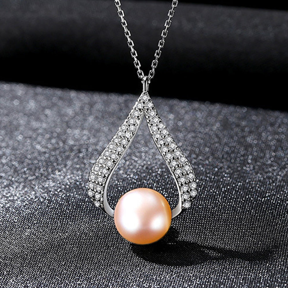 925 Sterling Silver Natural Pearl Drop Necklace Fashion Jewelry Gift for Women Girls