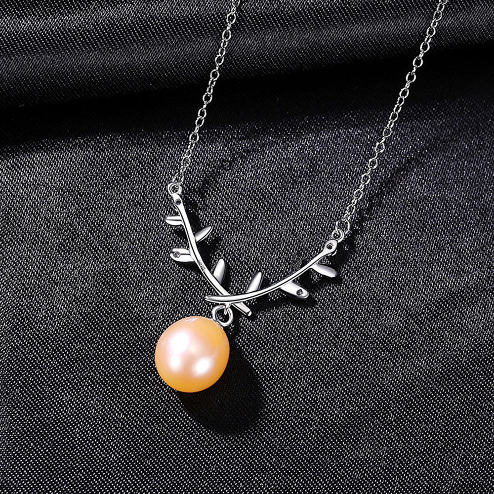925 Sterling Silver Natural Pearl Drop Necklace Fashion Jewelry Gift for Women Girls