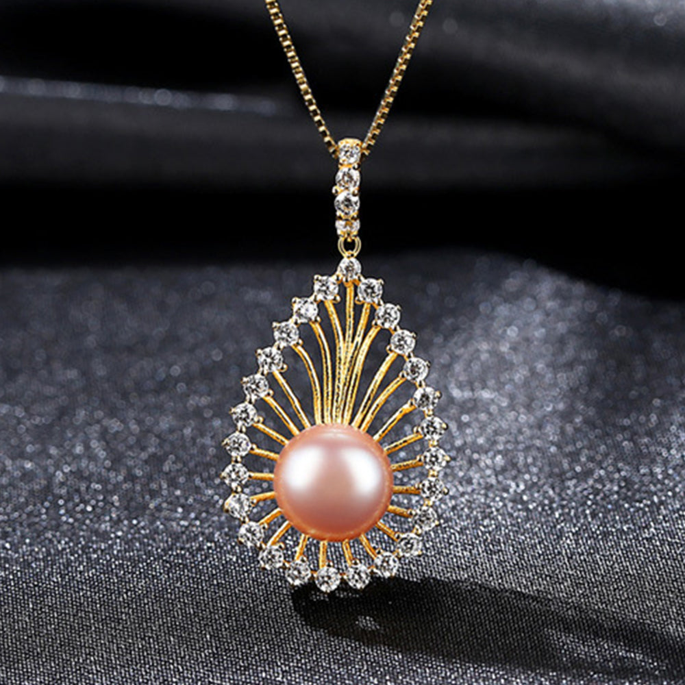 925 Sterling Silver Natural Pearl Drop Necklace Fashion Jewelry Gift for Women Girls