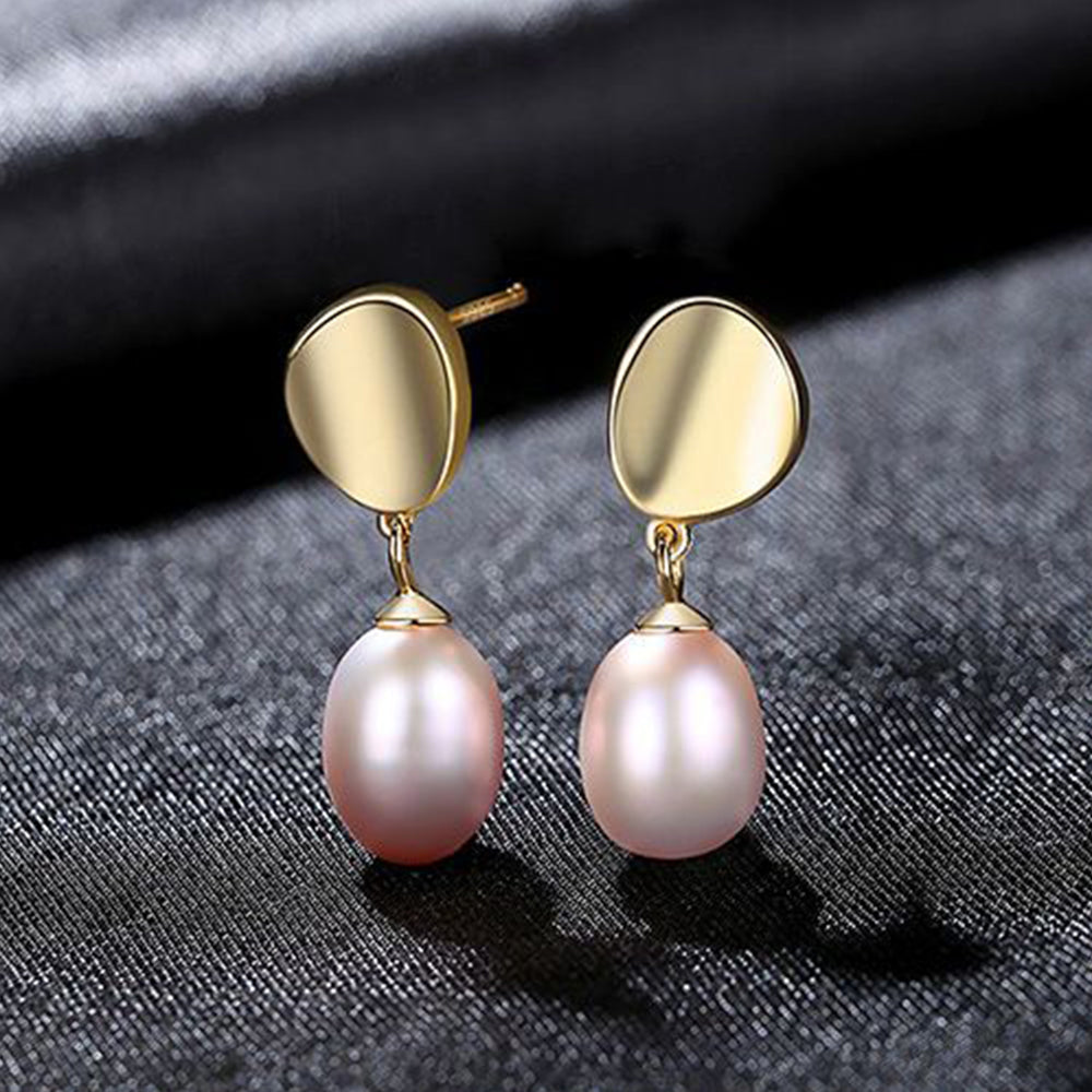 925 Sterling Silver Natural Pearl Drop Earrings Fashion Jewelry Gift for Women Girls