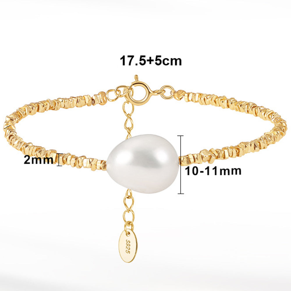 925 Sterling Silver Pearl Bracelet Fashion Jewelry Gift for Women Girls