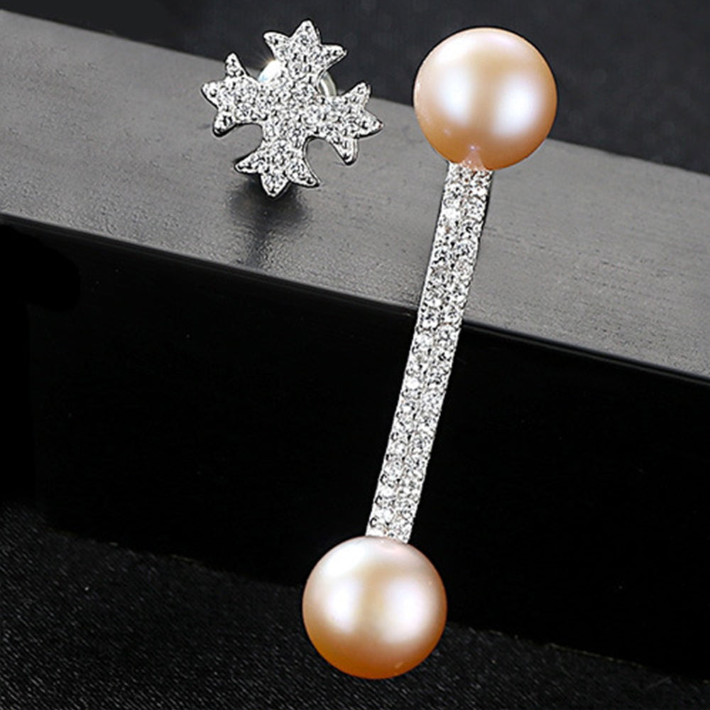 Pendientes colgantes de perla natural de plata de ley 925, joyería de moda, regalo para mujeres y niñas.